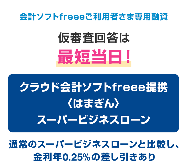 クラウド会計ソフトfreee提携〈はまぎん〉スーパービジネスローン