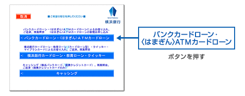 バンクカードローン・〈はまぎん〉ATMカードローン ボタンを押す