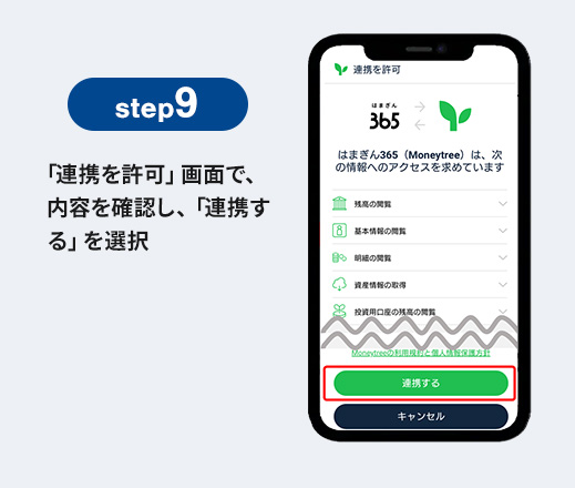 step9 「連携を許可」画面で、内容を確認し、「連携する」を選択