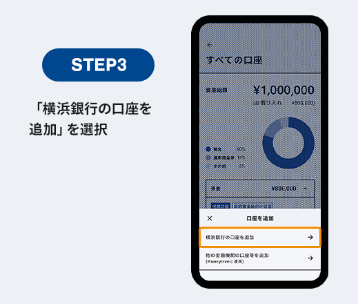 STEP3 「横浜銀行の口座を追加」を選択